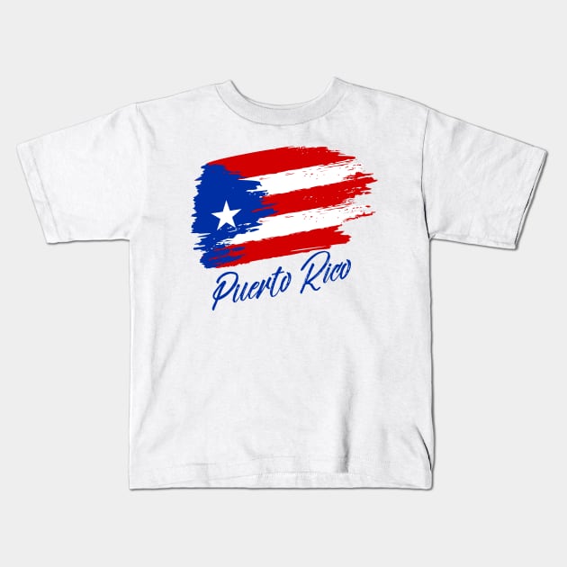 Puerto Rico - grunge flag - blue design Kids T-Shirt by verde